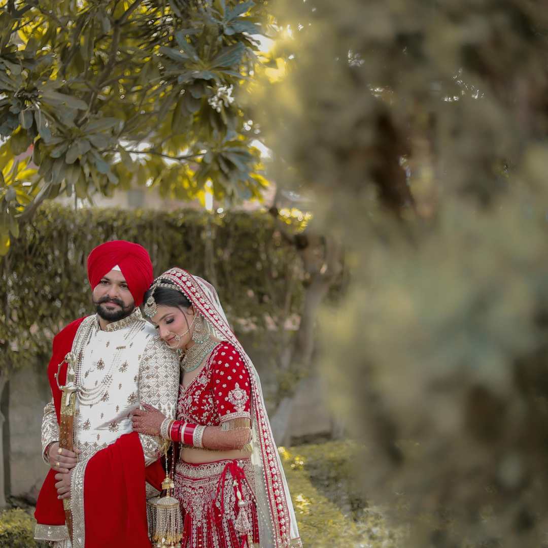 a man and woman in traditional indian attire