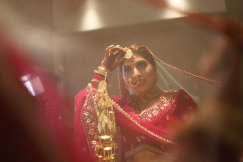 a girl wear wedding clothes