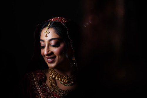 a bride smiling